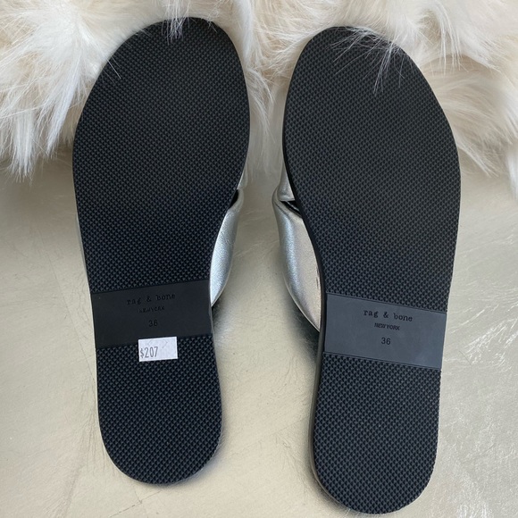 Rag and Bone Keaton Metallic Flat Slide Sandals - Picture 2 of 10
